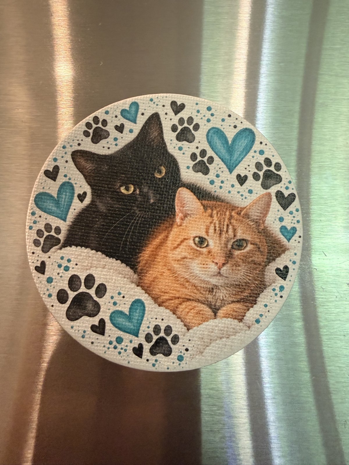 Custom Pet Portrait Magnet – Personalized Dog/Cat Photo Fridge Magnet, Paw Print Keepsake, Pet Lover Gift