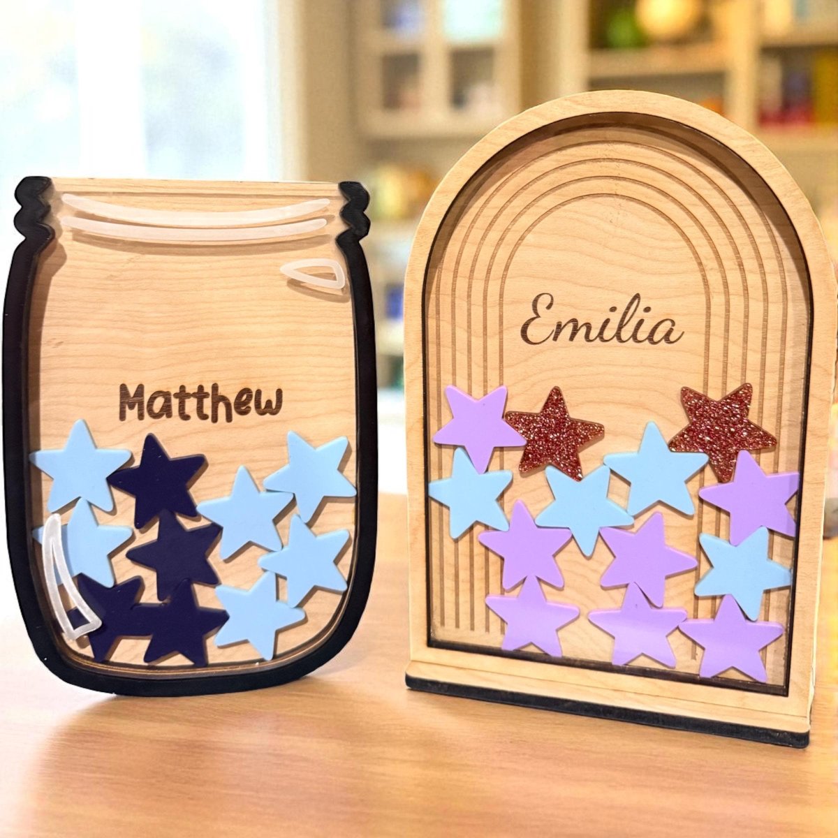 Personalized Wooden Star Reward Jar for Kids Custom Name Reward Jar Classroom Rewards Chore Jar Behavior Rewards