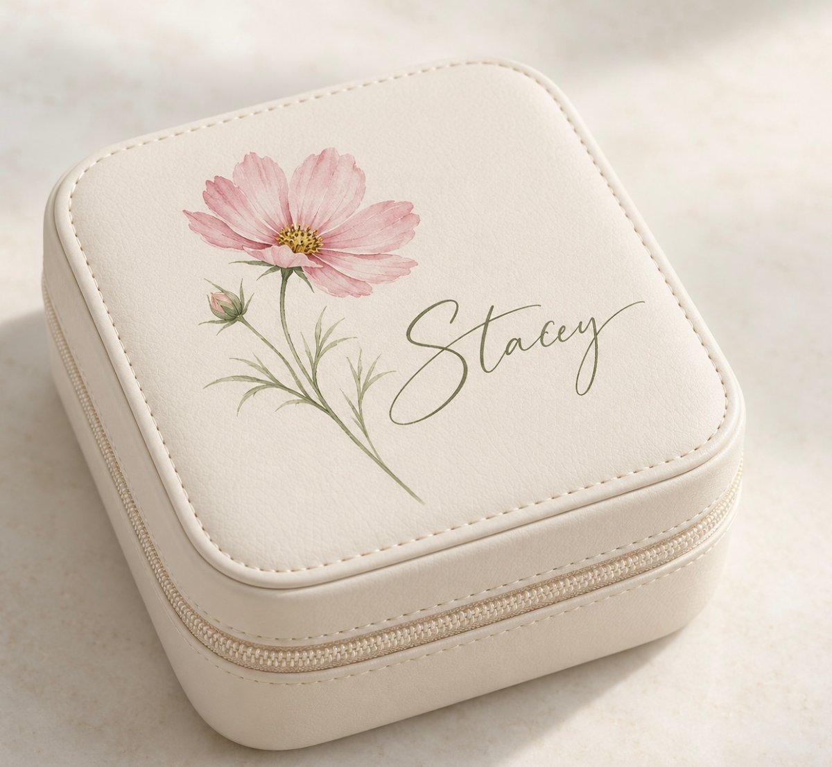 Personalized Birth Flower Jewelry Case