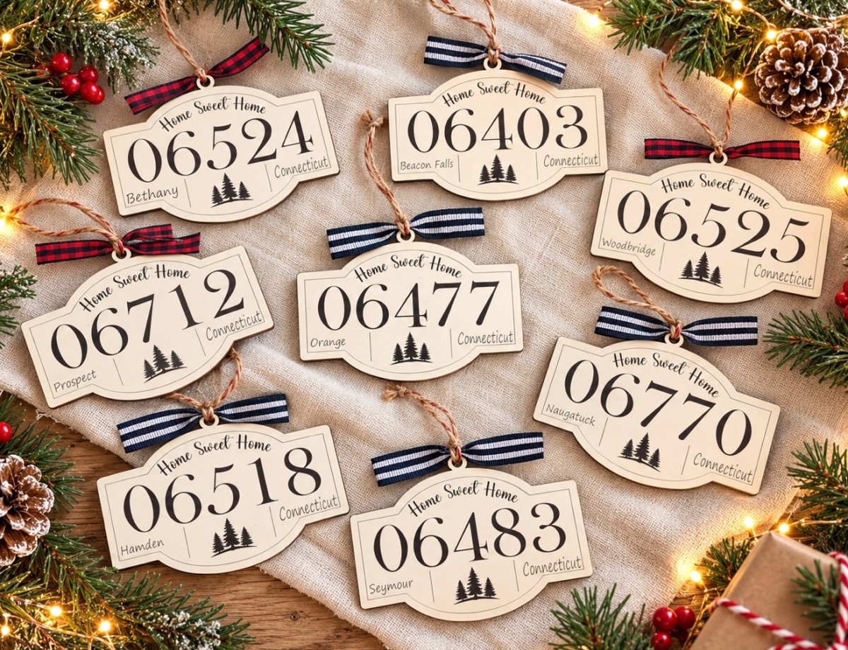 Personalized Zip Code Ornament, Home Sweet Home Town Ornament