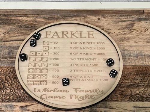 Large Custom Farkle Game Board 