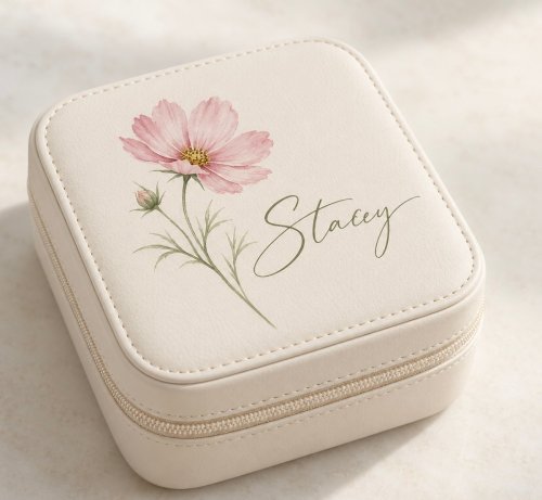 Personalized Birth Flower Jewelry Case